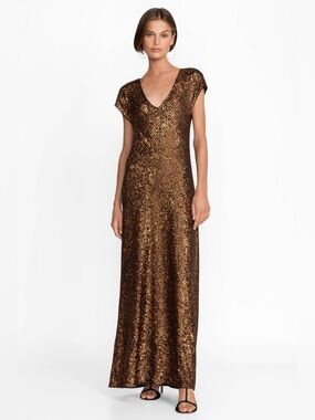 Johnny Was Toto Sequin Butterscotch
Brown Bronze Glam Maxi Dress Gown NWT Sz XL